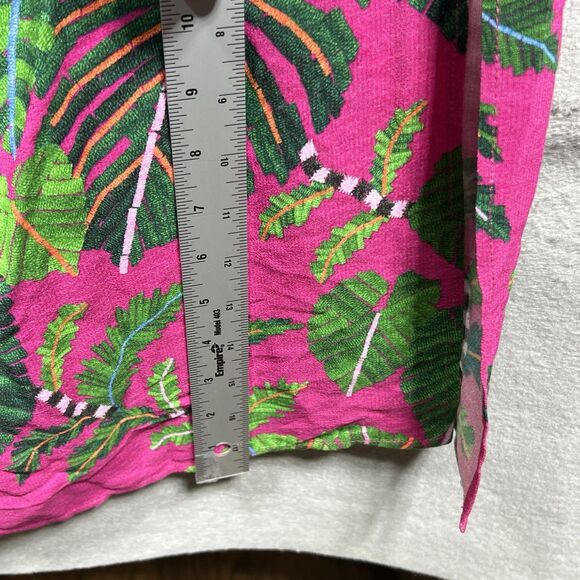 FARM RIO PINK/GREEN LEAVES ASYMMETRIC MIDI VISCOSE DRESS TROPICAL SIZE SMALL - Picture 11 of 15